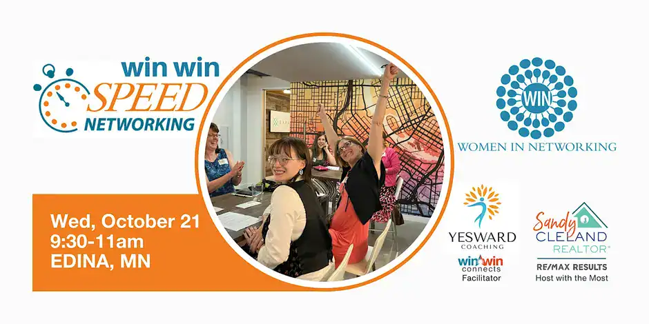 Group of women networking at Win Win Connects event in Edina, MN.